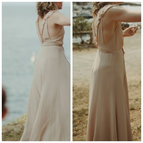 Reformation Peppermint bridesmaid wrap dress champagne large - Picture 11 of 13